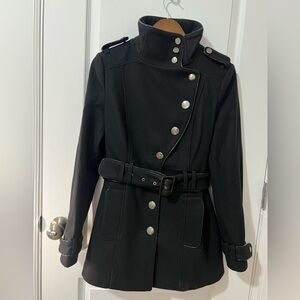 a.n.a Black Trench Coat with Silver Buttons